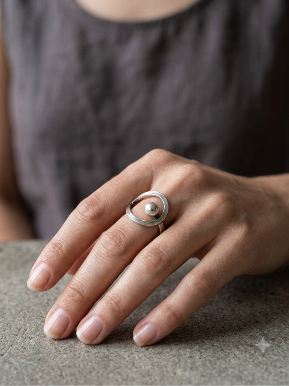Vintage 925 Sterling Silver Pearl Accent Women's Ring - size 8-1/2